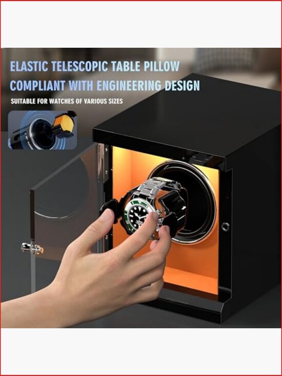 Single Watch Winder with LED Lighting, Quiet Motor, Patent Design main image 6